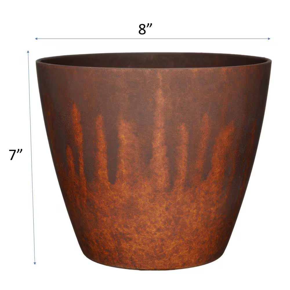 Vogue 8 In. Burnished Rust Resin Planter